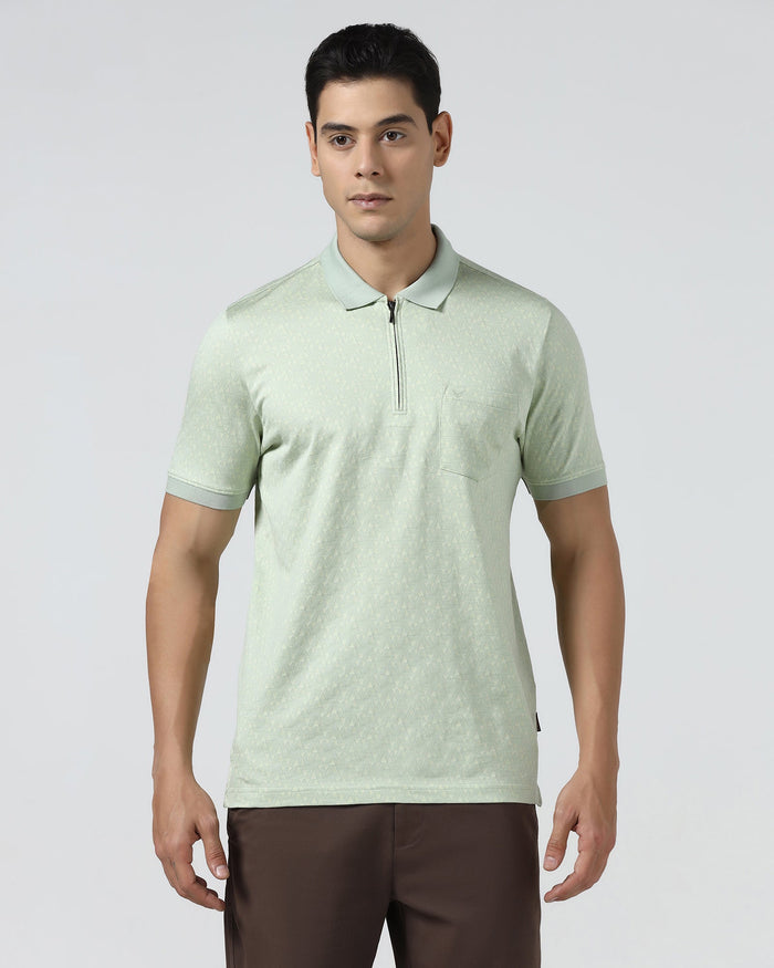 Frost Green Textured Polo - Sky
