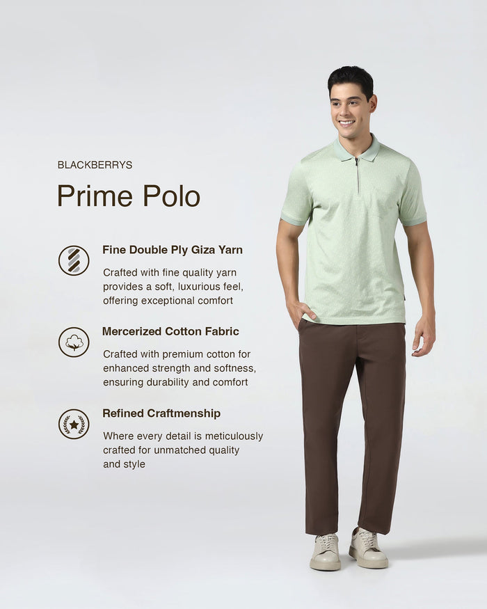 Frost Green Textured Polo - Sky