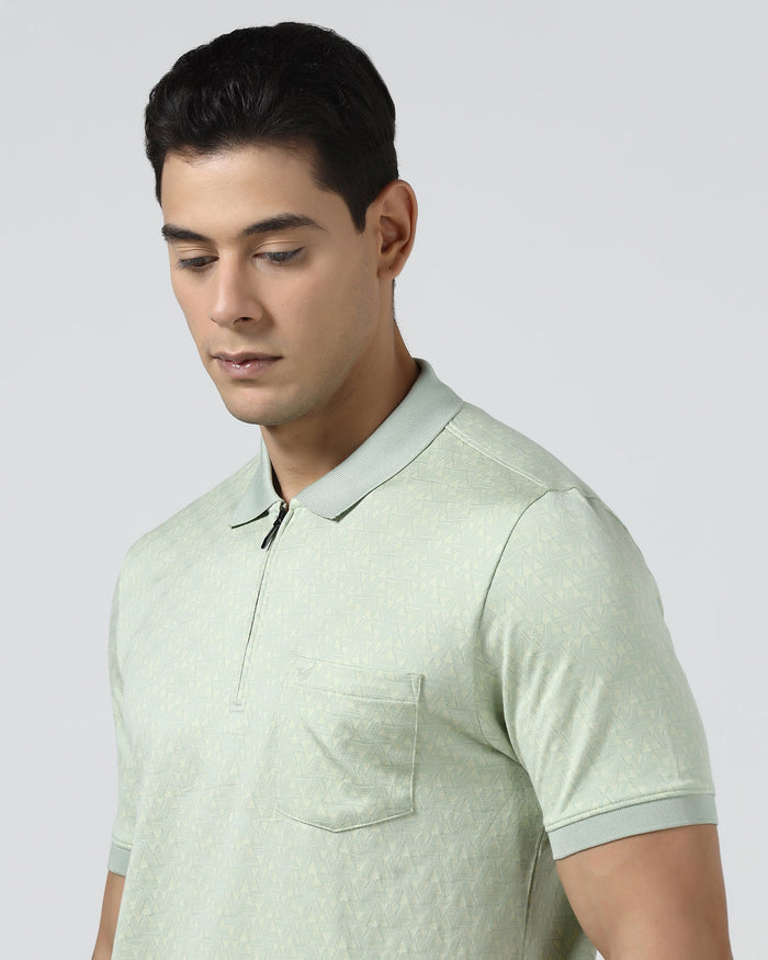 Frost Green Textured Polo - Sky
