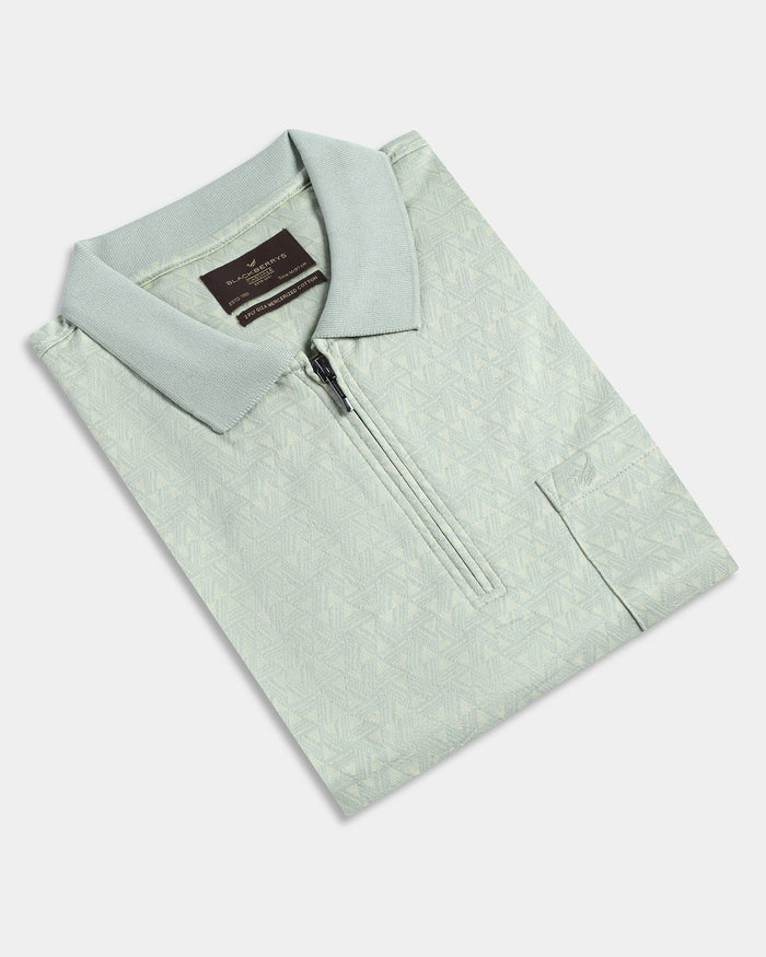 Frost Green Textured Polo - Sky