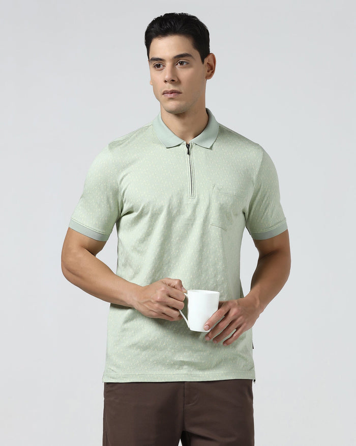 Frost Green Textured Polo - Sky