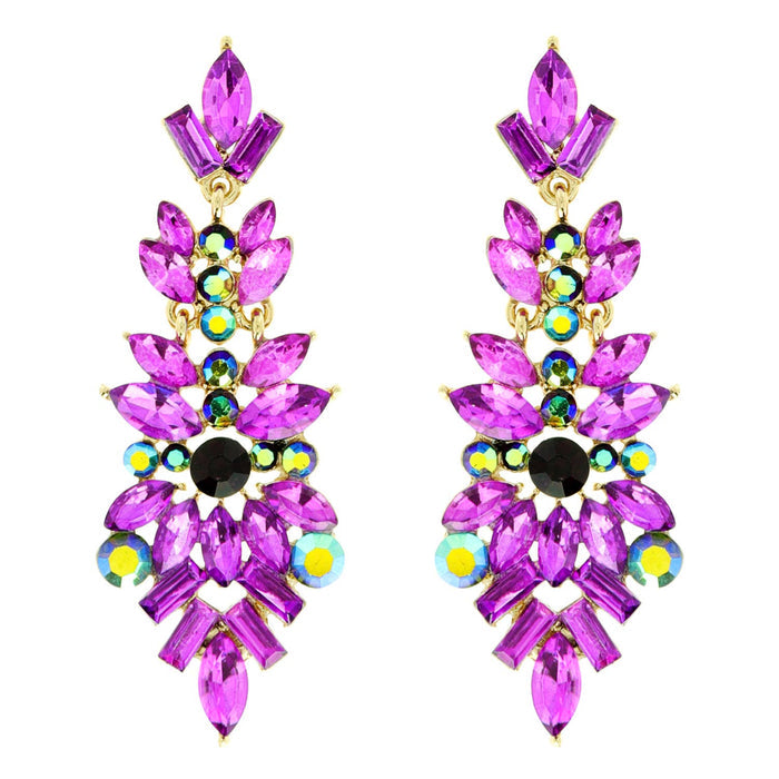 Gemstone Cluster Chandelier Earrings