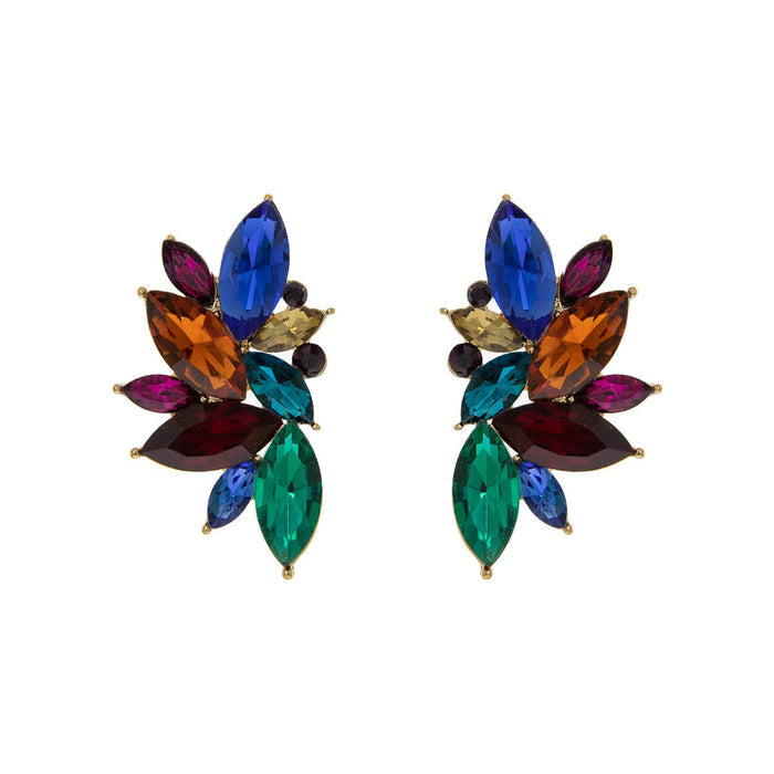 Gemstone Cluster Evening Post Earrings
