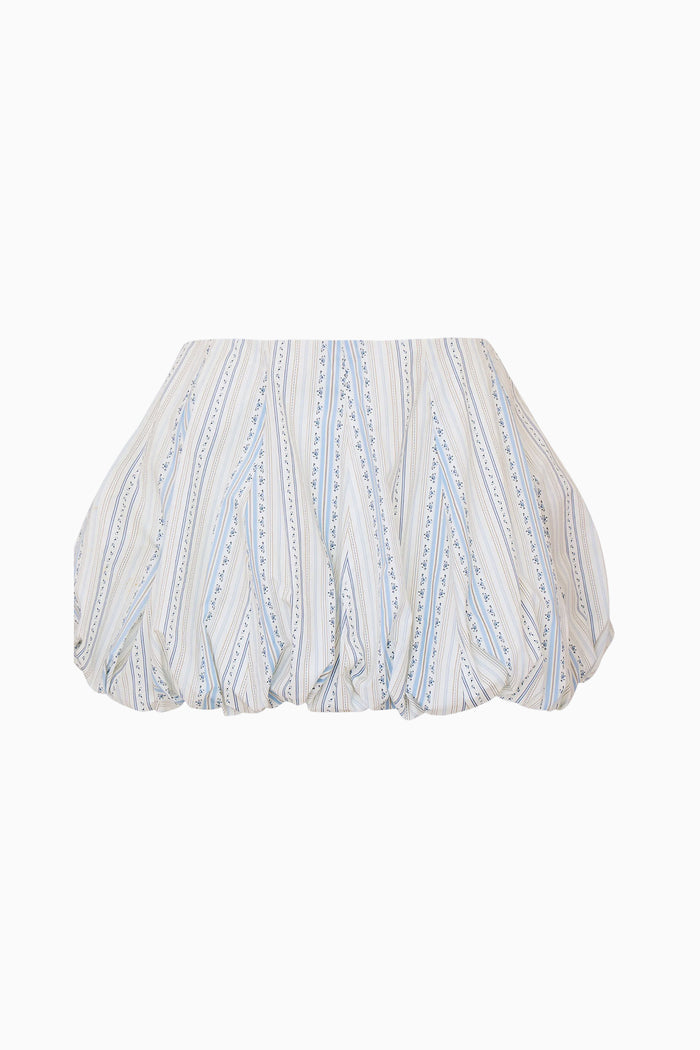 Striped skirt with ruffled bottom on a white background