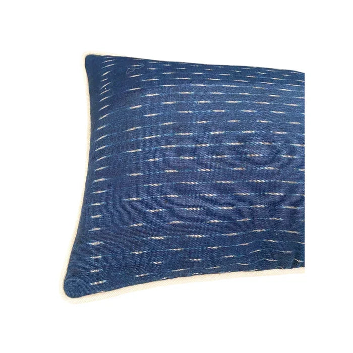 Global Inspired Lao Ikat Indigo Blue Pillow 12x24 with insert