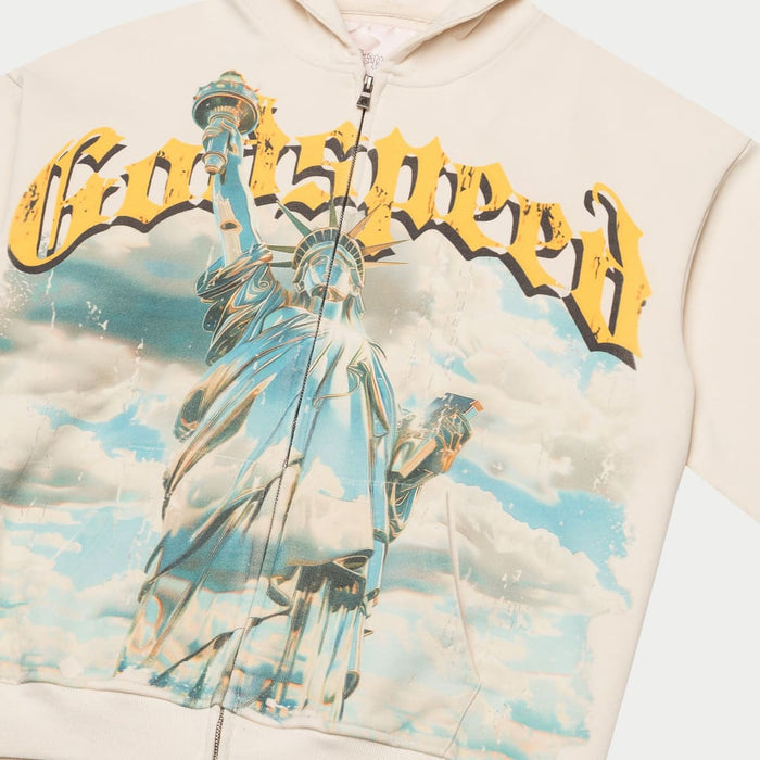Godspeed - Chrome Liberty Zip Up Hoodie - Bone - Clique Apparel