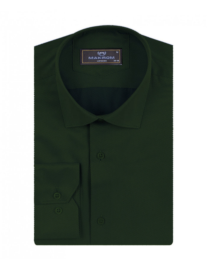 Green Flora Twill Classic Single Cuff Shirt-Makrom
