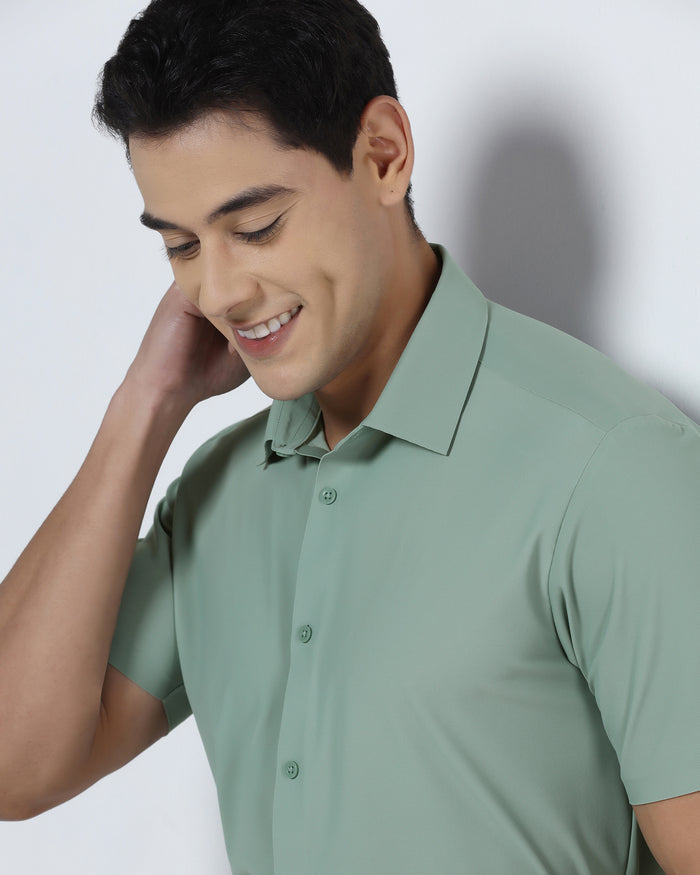 Green Half Sleeve TechPro Solid Shirt - Kanon