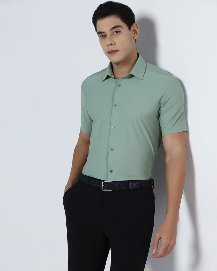 Green Half Sleeve TechPro Solid Shirt - Kanon
