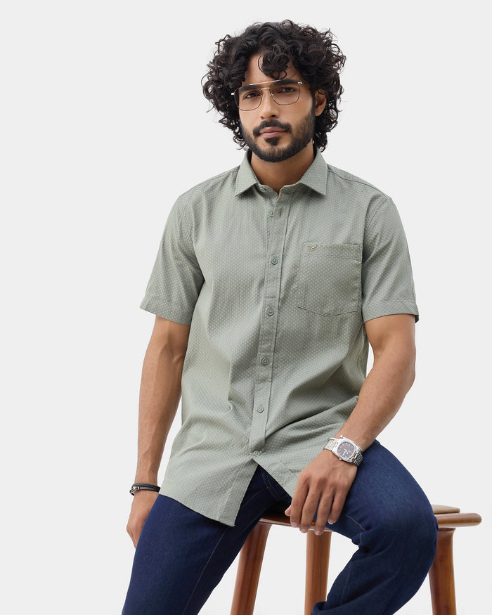 Green Textured Shirt - Jemy