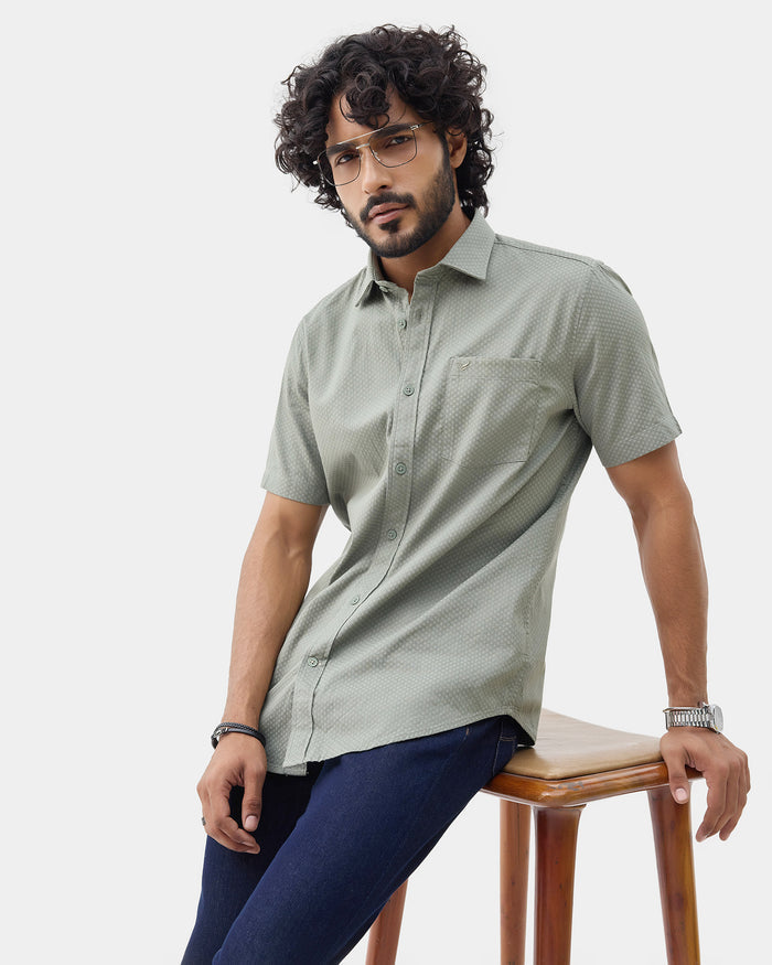 Green Textured Shirt - Jemy
