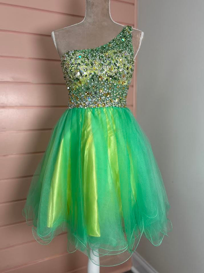 Green Tulle Jewel One Strap
