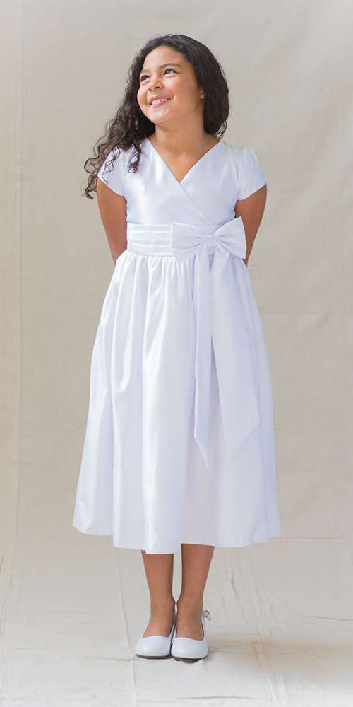 girls satin dress with bow