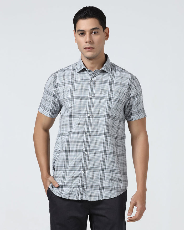 Grey Half Sleeve Check Shirt - Farlen