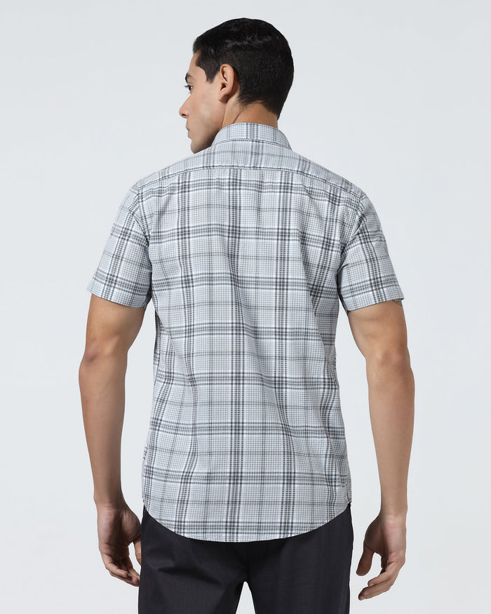 Grey Half Sleeve Check Shirt - Farlen
