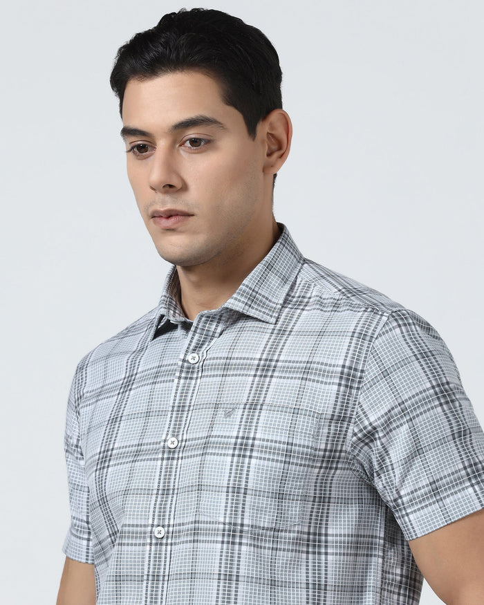 Grey Half Sleeve Check Shirt - Farlen