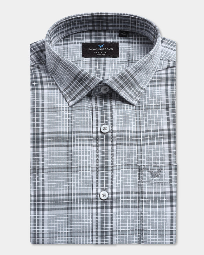 Grey Half Sleeve Check Shirt - Farlen