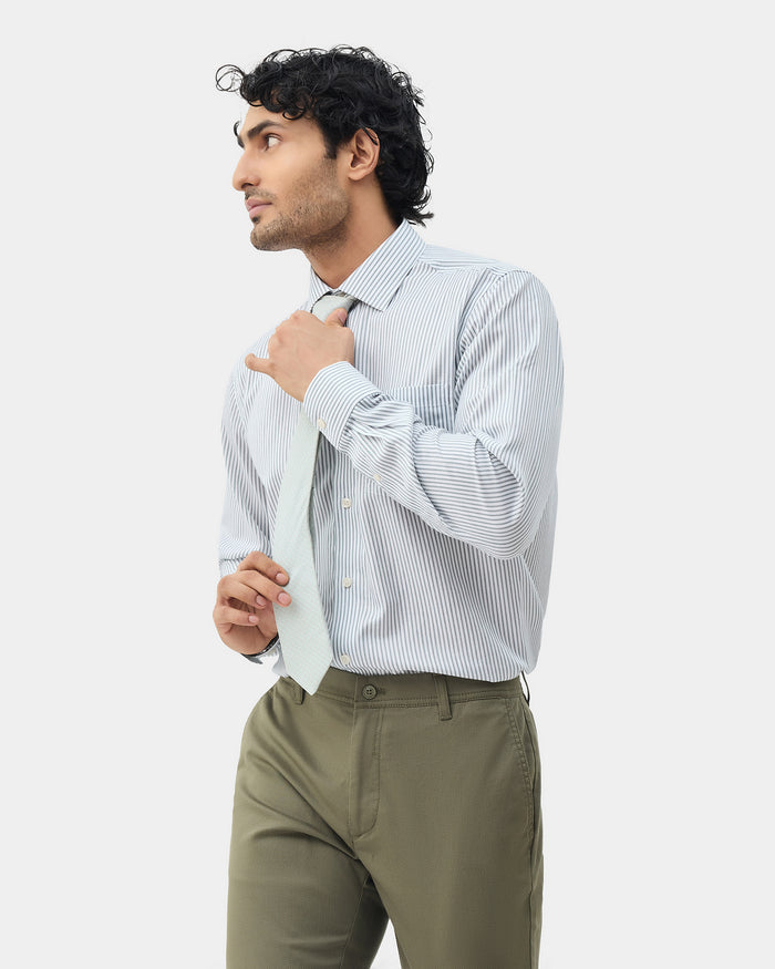 Grey Non Iron Stripe Shirt - Eden
