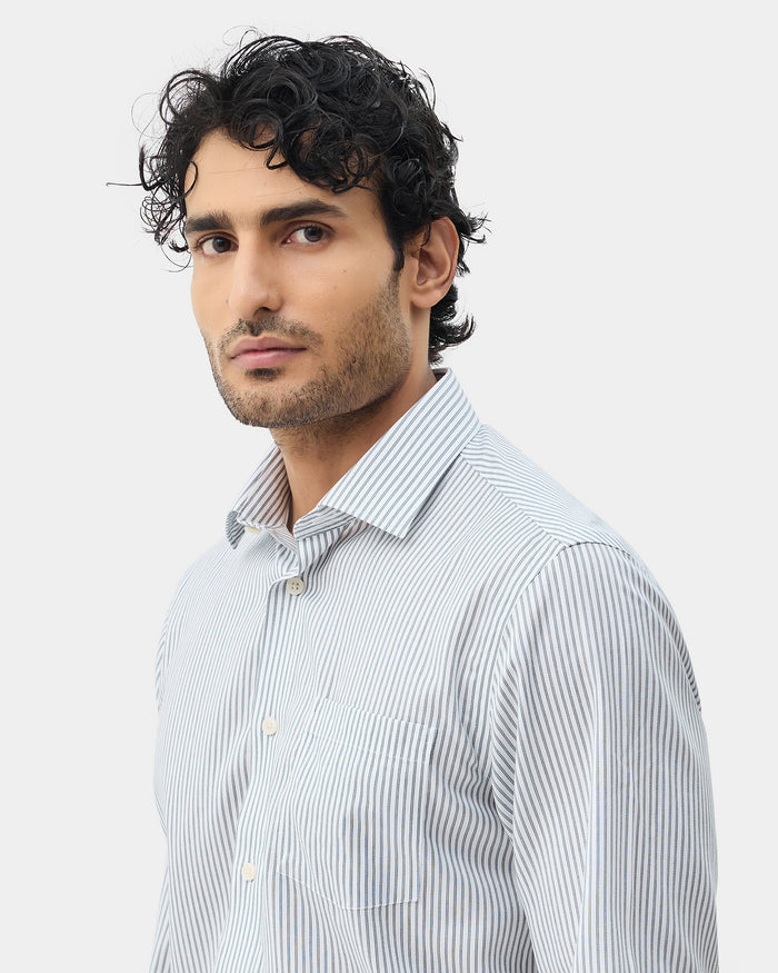 Grey Non Iron Stripe Shirt - Eden
