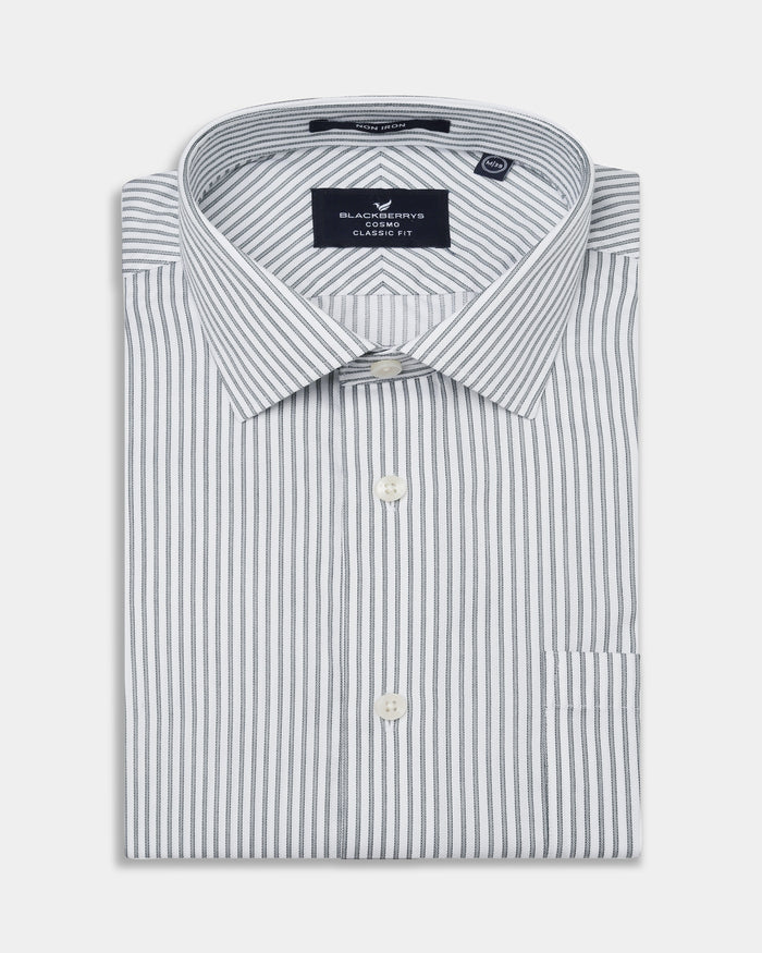 Grey Non Iron Stripe Shirt - Eden