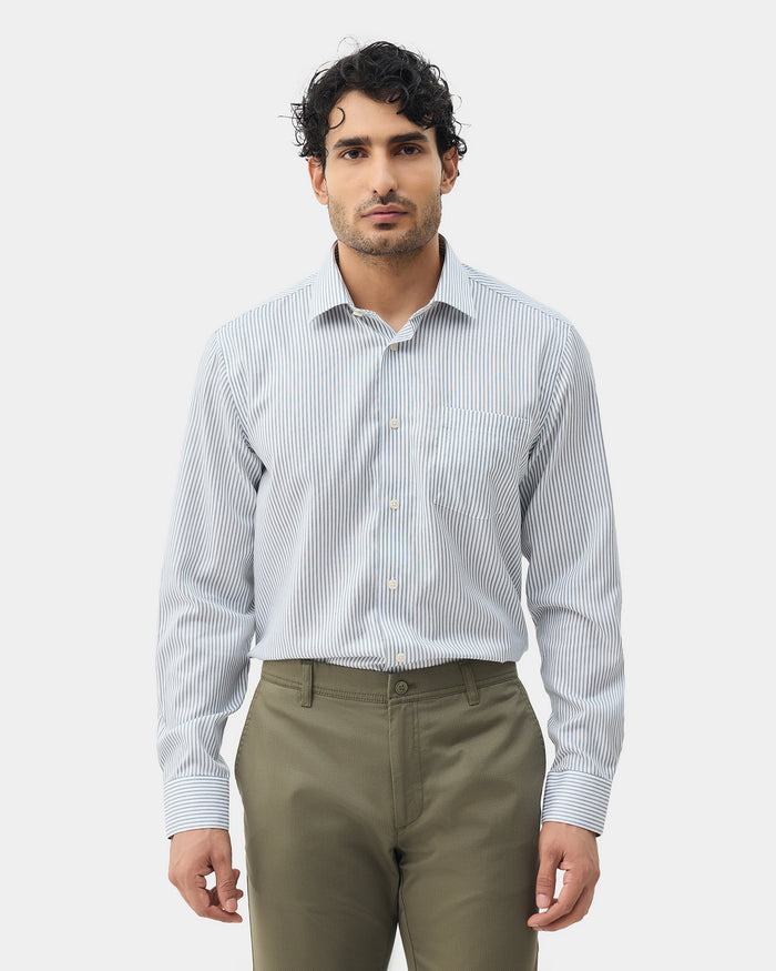 Grey Non Iron Stripe Shirt - Eden