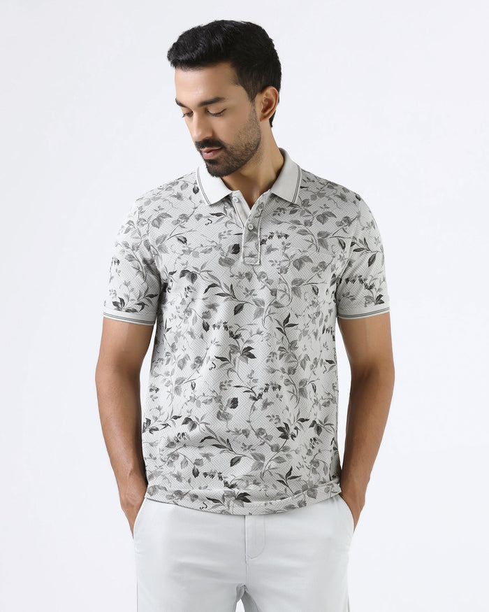 Grey Printed Polo - Neru