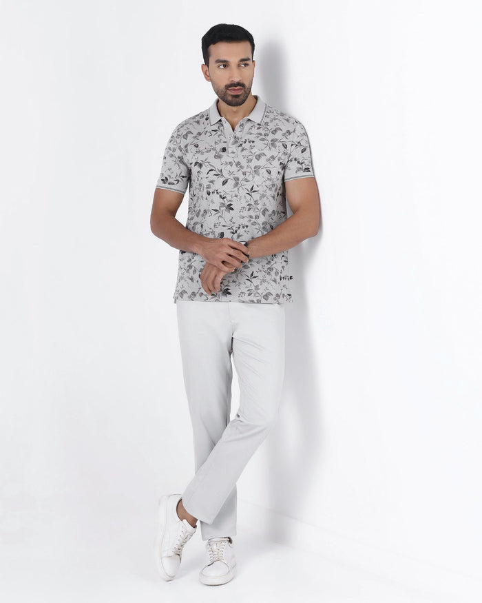 Grey Printed Polo - Neru