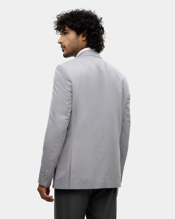 Grey Solid Blazer - Mahiko