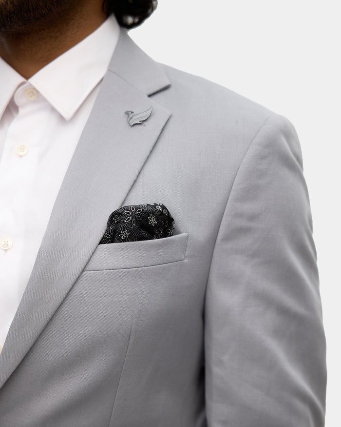 Grey Solid Blazer - Mahiko