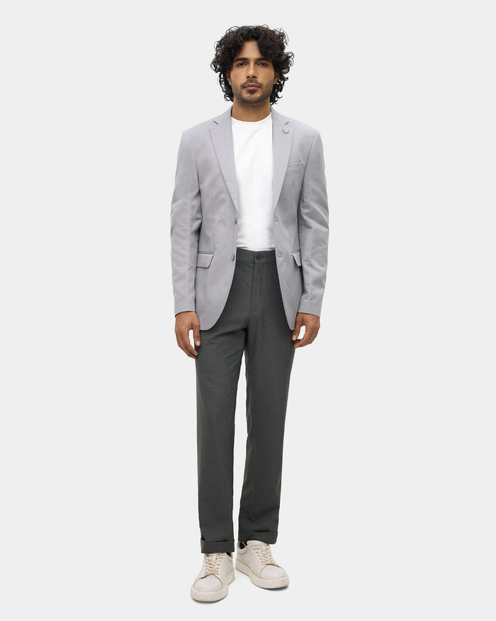 Grey Solid Blazer - Mahiko