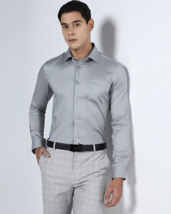 Grey Solid Shirt - Roger