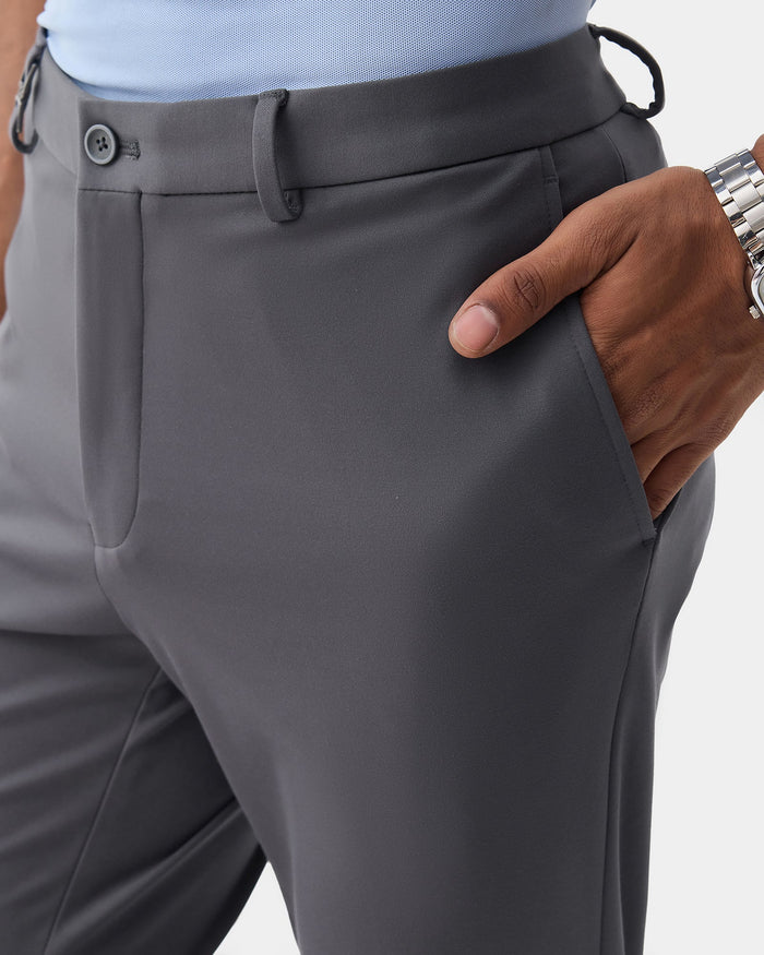 Grey Solid Trouser - Oak