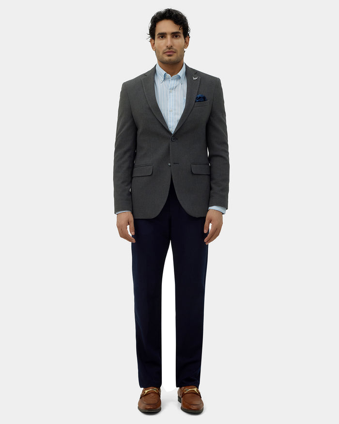 Grey Textured Blazer - Lucan