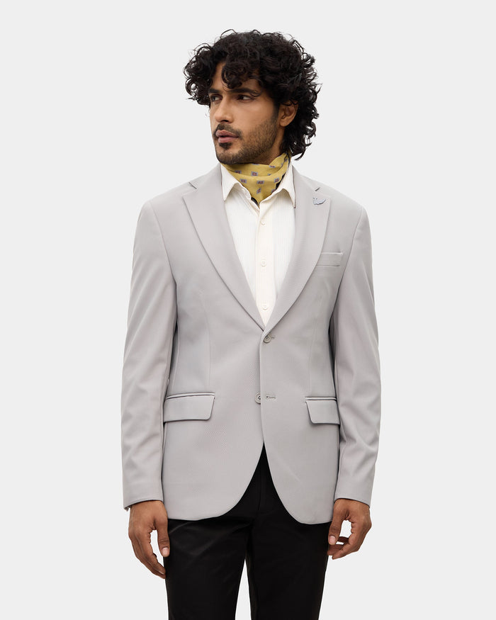 Grey Textured Blazer - Mit