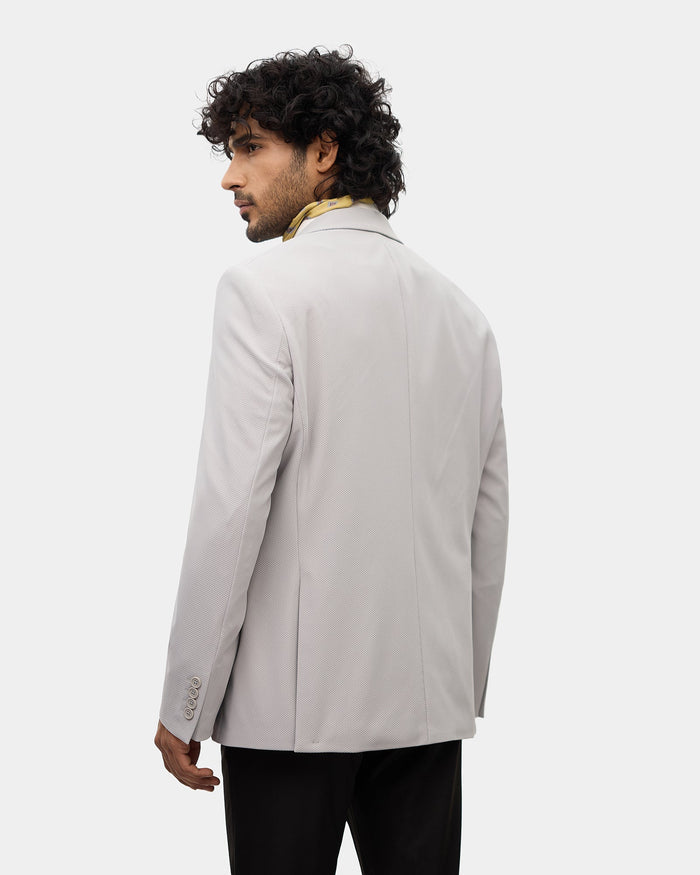 Grey Textured Blazer - Mit