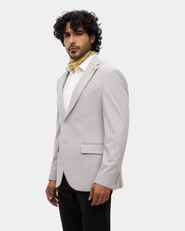 Grey Textured Blazer - Mit