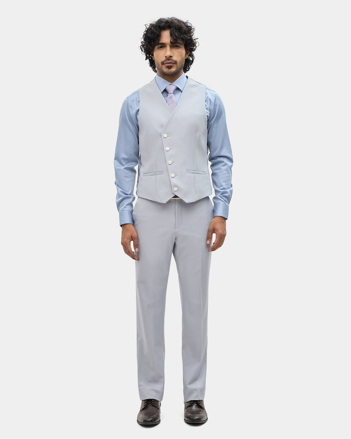 Grey Three Piece Textured Suit - Tristan