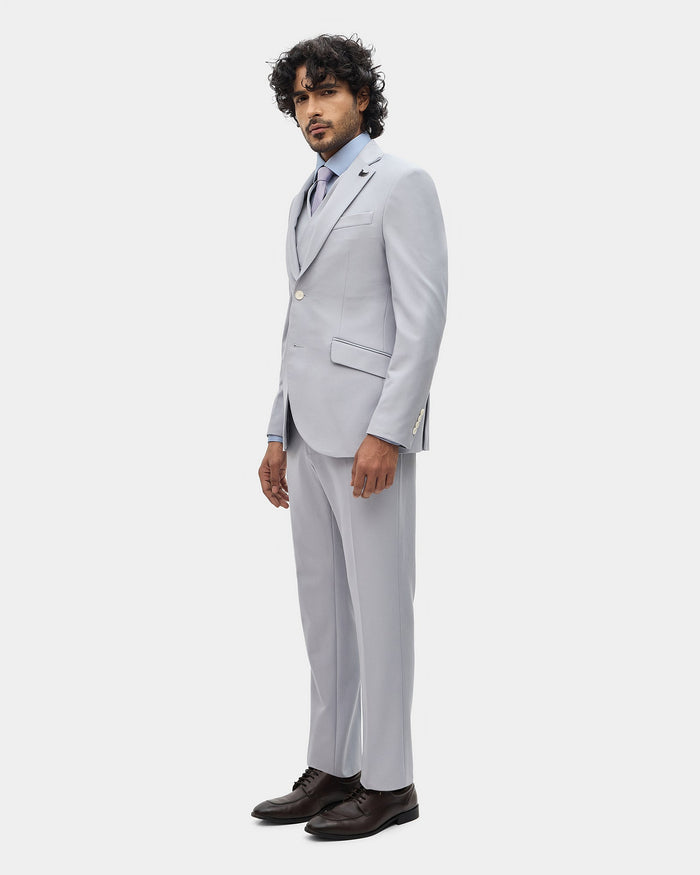 Grey Three Piece Textured Suit - Tristan