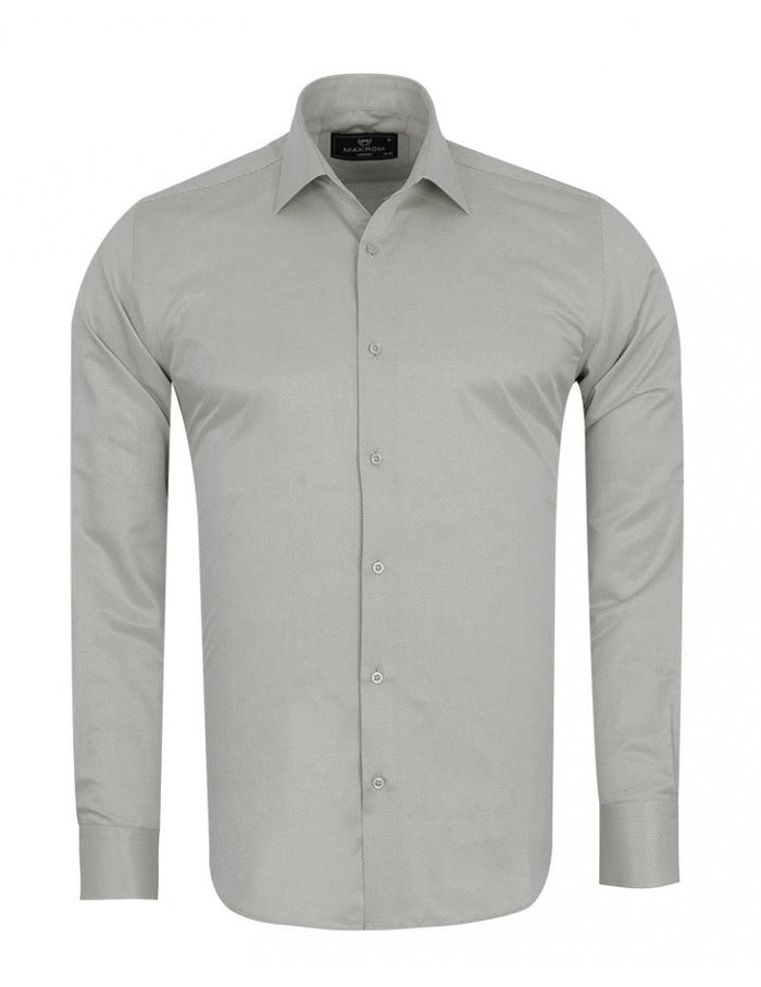 Grey Twill Classic Single Cuff Shirt-Makrom