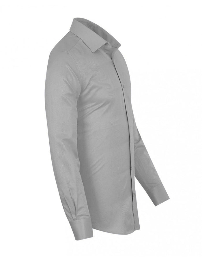 Grey Twill Classic Single Cuff Shirt-Makrom