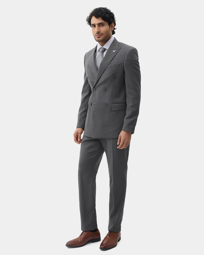 Grey Two Piece Textured Suit - Elvin