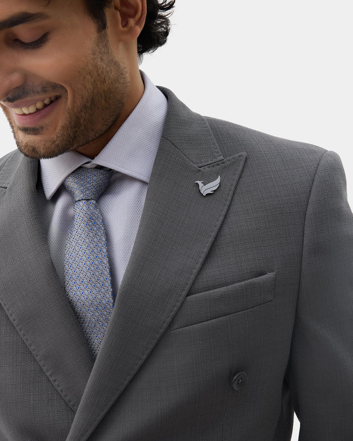 Grey Two Piece Textured Suit - Elvin