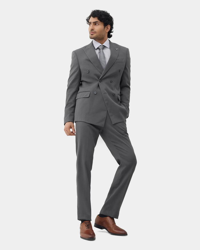 Grey Two Piece Textured Suit - Elvin