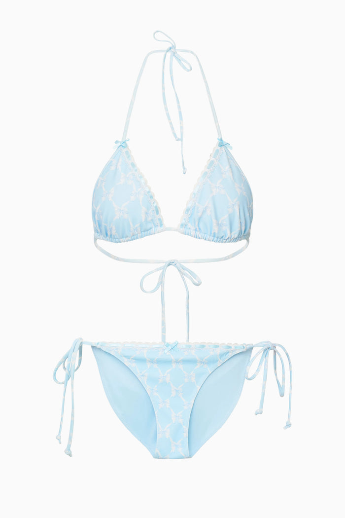 Harbor Chantilly Lace-Trimmed Bikini - CHILLED BLUE