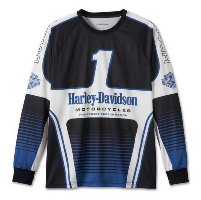 Harley-Davidson® Men's #1 Racing Long Sleeve Jersey Shirt - Blue 96062-24VM