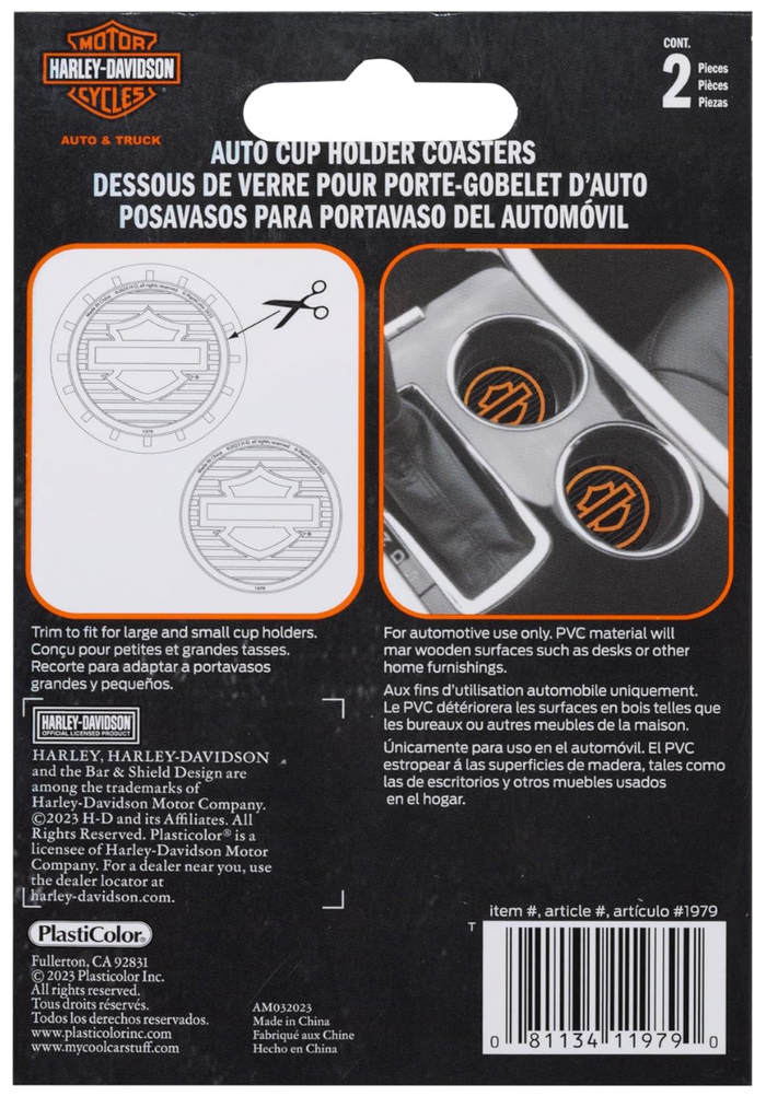 Harley-Davidson Silhouette Bar & Shield Logo Auto Car Coasters in Orange/Black