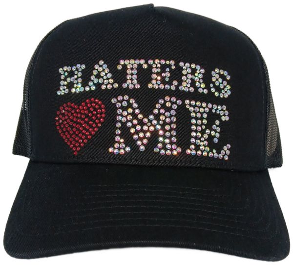 Haters Love Me Rhinestone Trucker Hat – Multi color - Clique Apparel