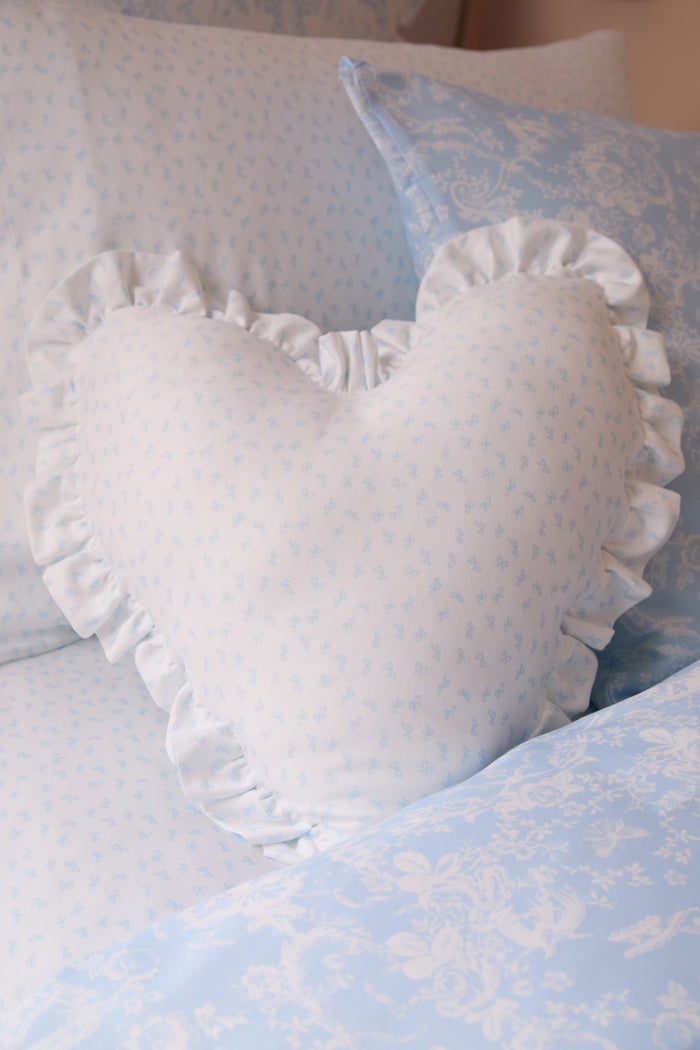 Heart Shape Ruffle Pillow - SKY