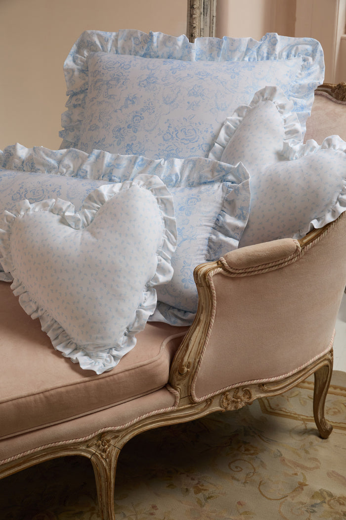 Heart Shape Ruffle Pillow - SKY