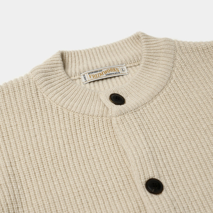 HEAVY WOOL ROUND CARDIGAN - CREAM